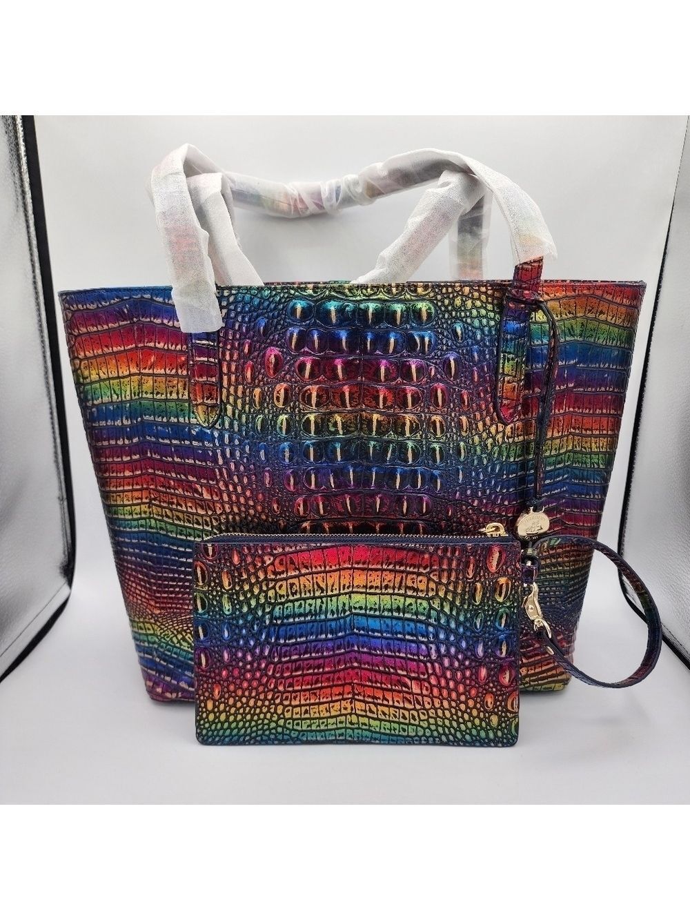 Brahmin Brooke Technicolor Tote With Pouch NEW
